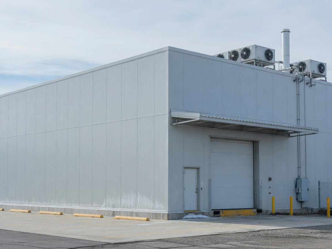 Cold storage PEB exterior with insulated metal panel walls