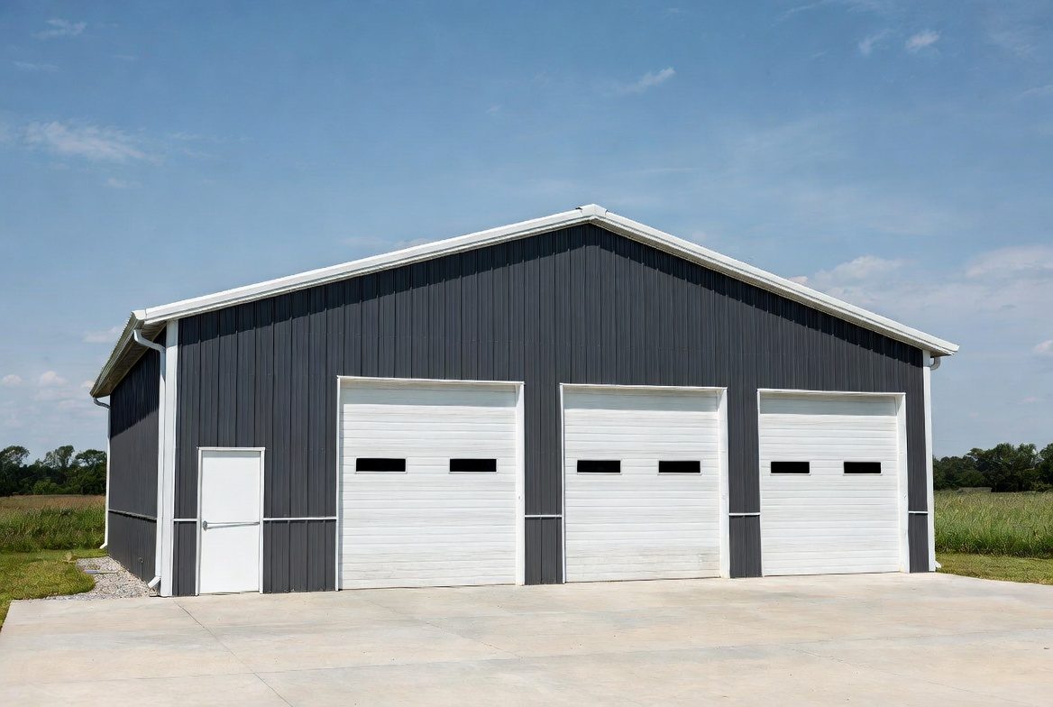 Charcoal 3-bay clear-span shop