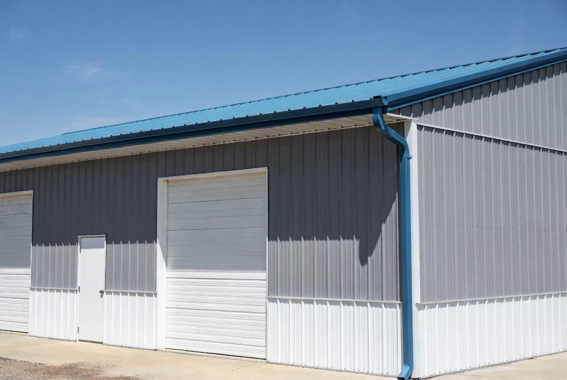 Two-tone gray/white with blue roof