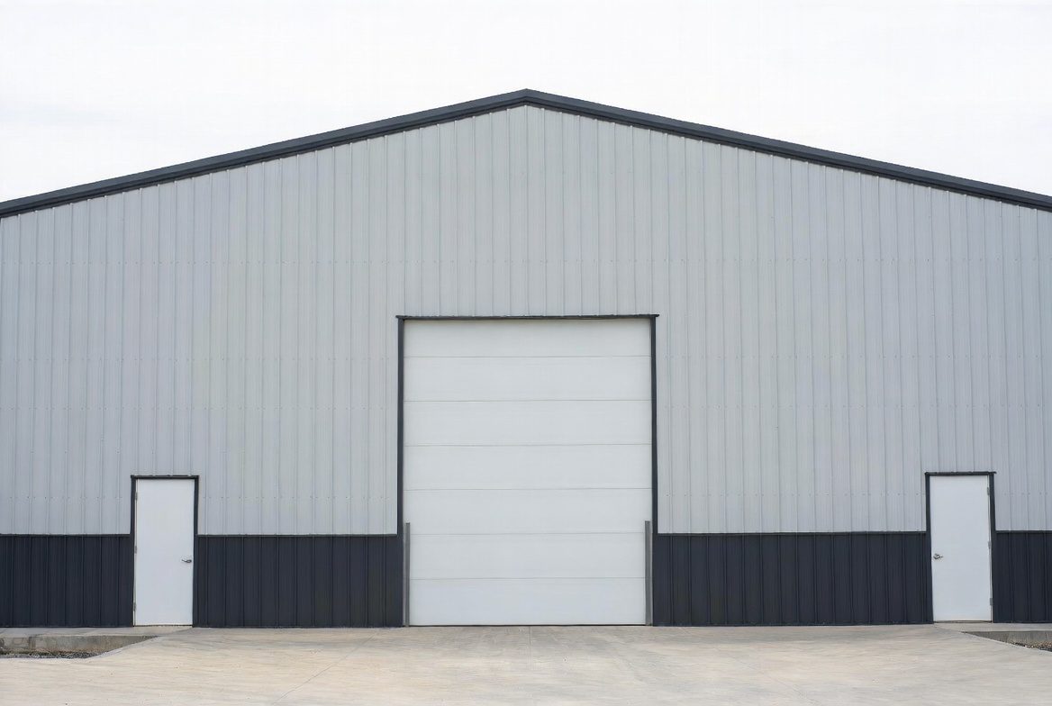 Gray / charcoal dual walk-door shop