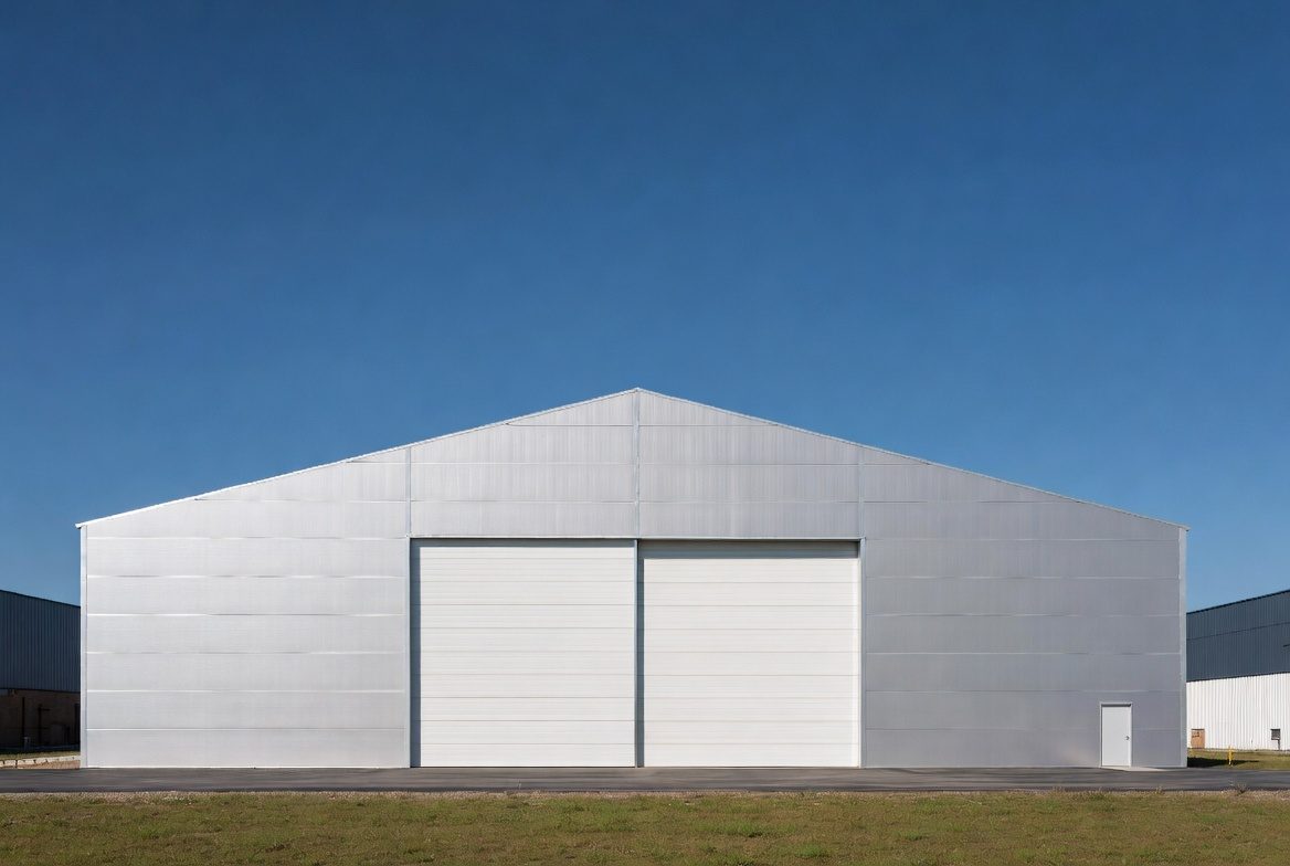 Silver hangar with tall OH doors